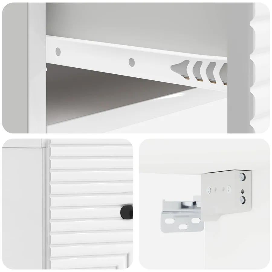 Cabinet de chevet mural 2 pcs Blanc brillant 34,5 x 33 x 20 cm - 10