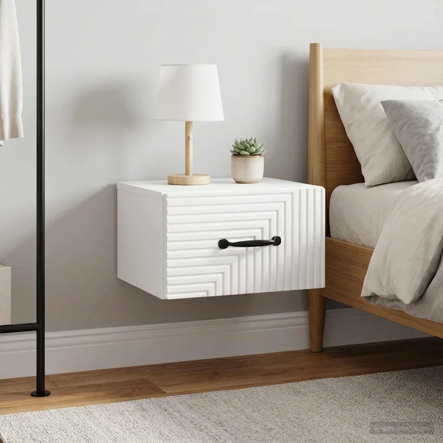 Cabinet de chevet mural 2 pcs Blanc brillant 34,5 x 33 x 20 cm - 4