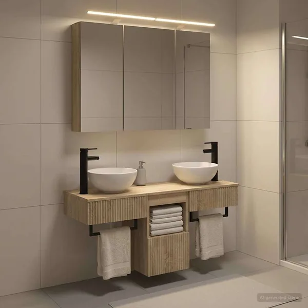 Ensemble d'armoire de salle de bain 4 pcs Chêne Sonoma