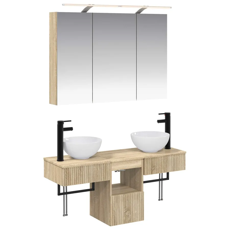 Ensemble d'armoire de salle de bain 4 pcs Chêne Sonoma - 2