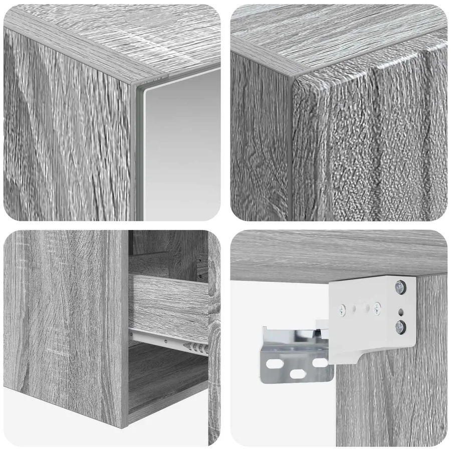 Ensemble d'armoire de salle de bain 5 pcs Sonoma gris - 10