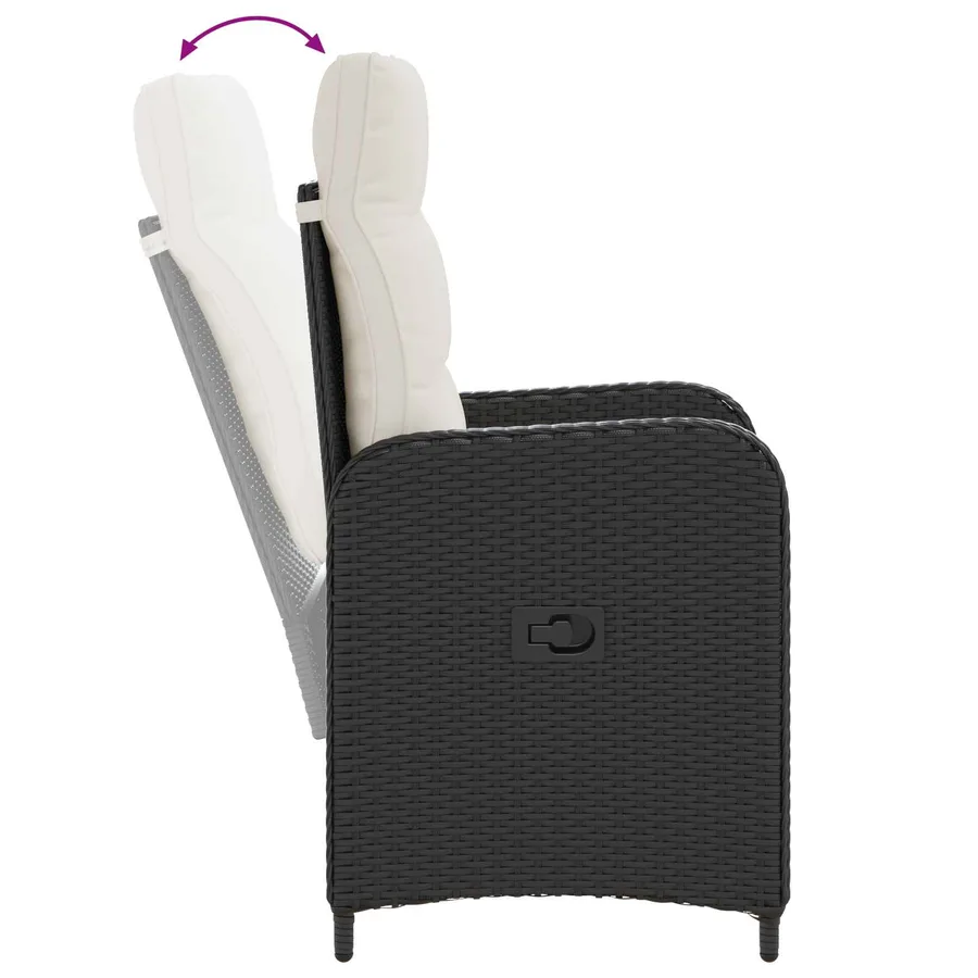 Ensemble de repas extérieur 5 pcs Noir et blanc crème polyrotin - 9