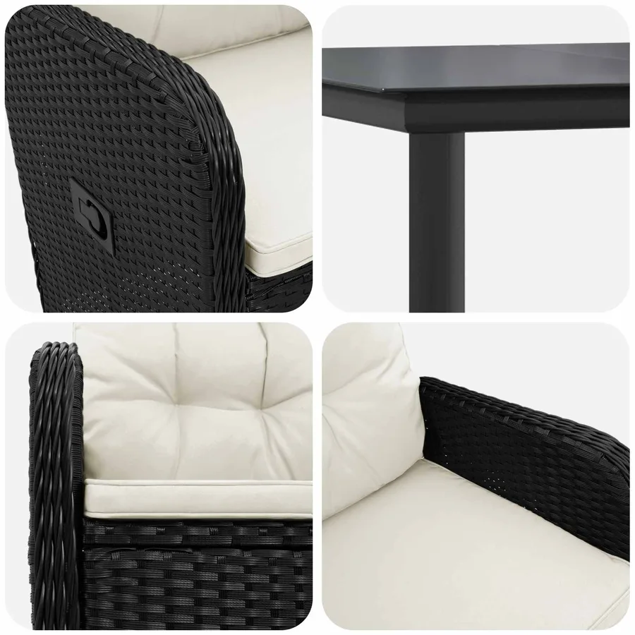 Ensemble de Tables Basses avec coussin avec oreiller 7 pcs - 7