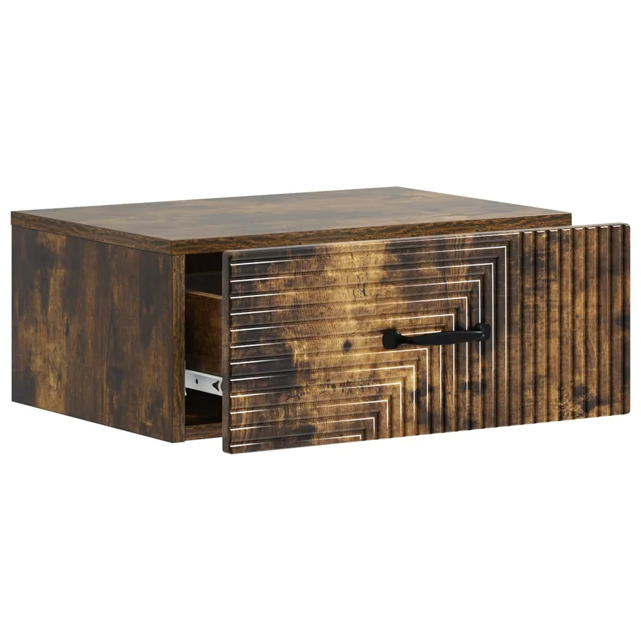 Cabinet de chevet mural Chêne fumé 49 x 34,5 x 20 cm - 4