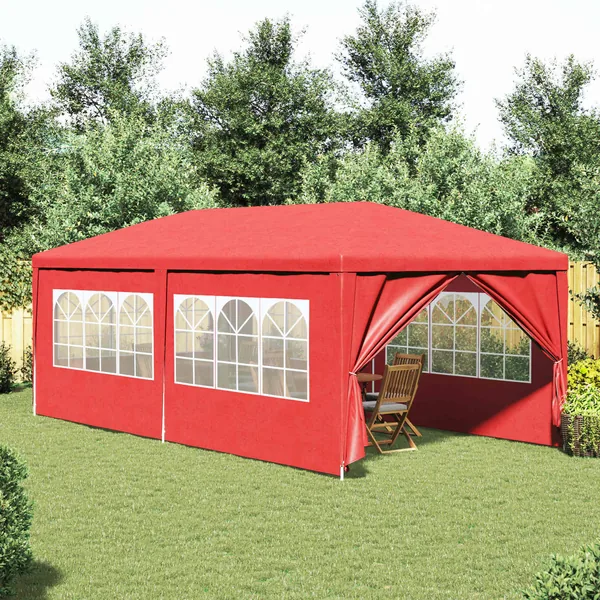 Tente de fête 600 x 300 x 255 cm Rouge PE et acier