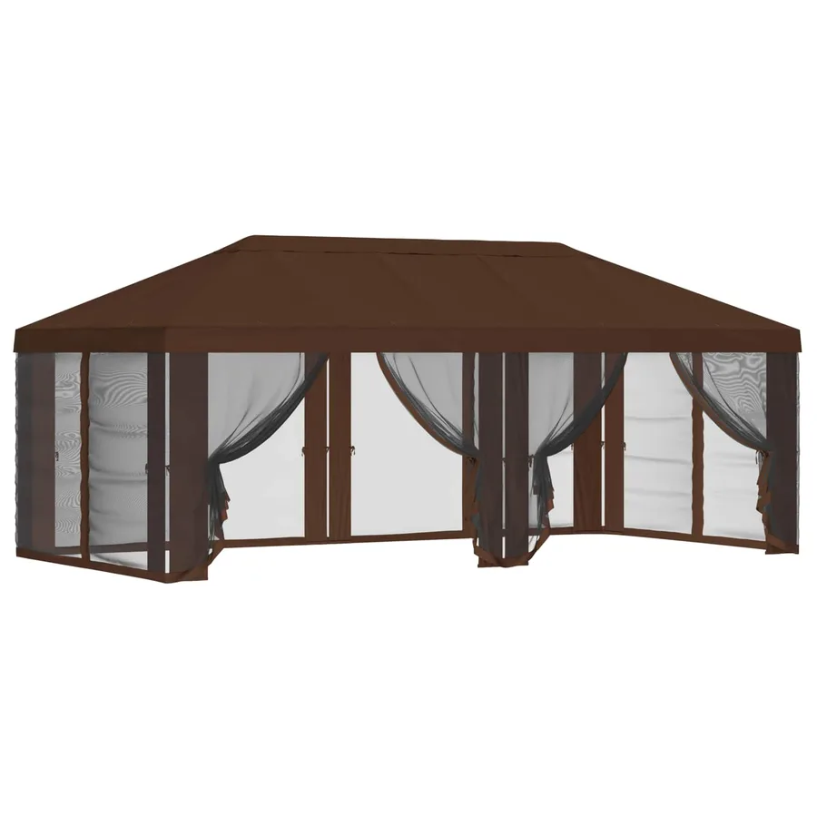 Housse de tonnelle avec murs latéraux 6 x 3 m Marron Polyester - 2