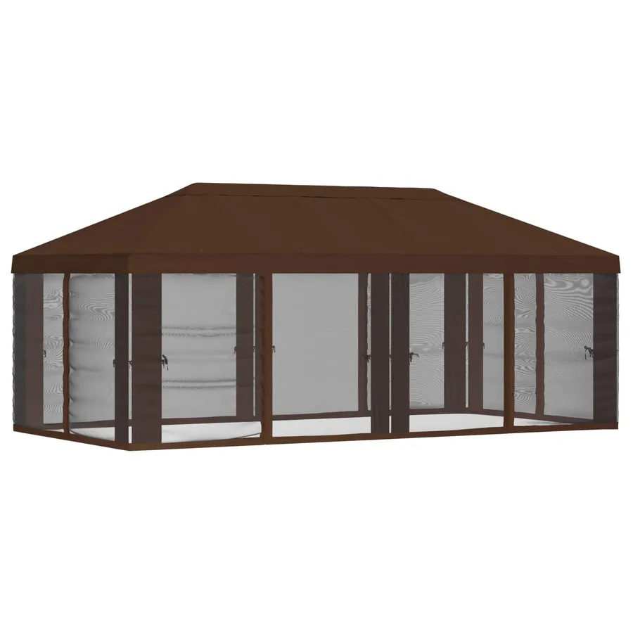 Housse de tonnelle avec murs latéraux 6 x 3 m Marron Polyester - 3