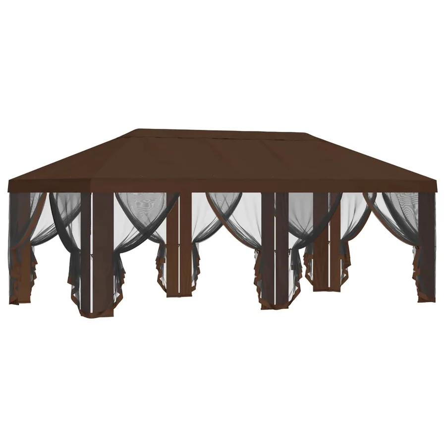 Housse de tonnelle avec murs latéraux 6 x 3 m Marron Polyester - 4