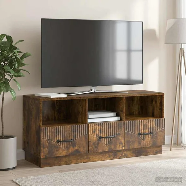 Meuble TV Chêne fumé 102 x 34,5 x 47 cm Bois d'ingénierie