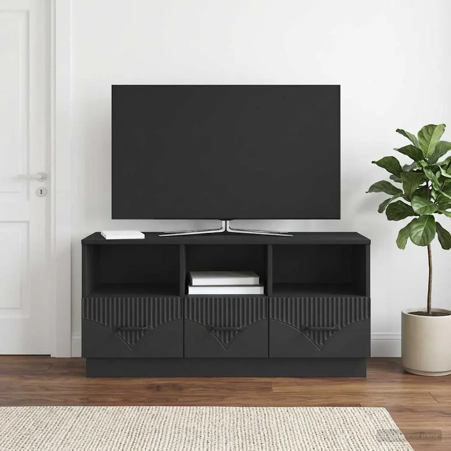 Meuble TV avec tiroir Noir 102 x 34,5 x 47 cm Bois d'ingénierie