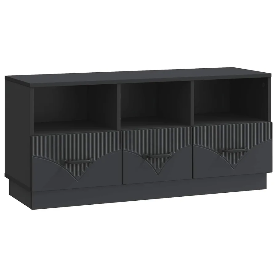 Meuble TV avec tiroir Noir 102 x 34,5 x 47 cm Bois d'ingénierie - 2