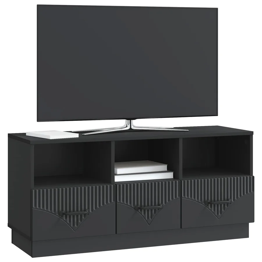 Meuble TV avec tiroir Noir 102 x 34,5 x 47 cm Bois d'ingénierie - 3