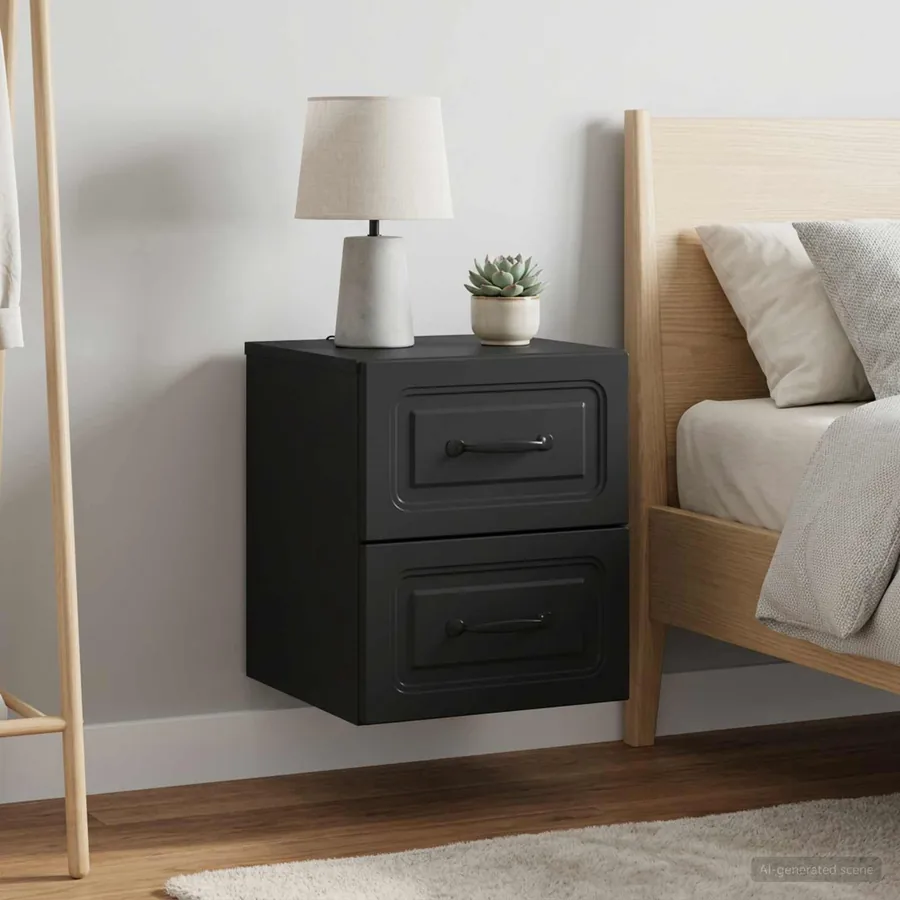 Cabinet de chevet mural 2 pcs Noir 34,5 x 33 x 40 cm