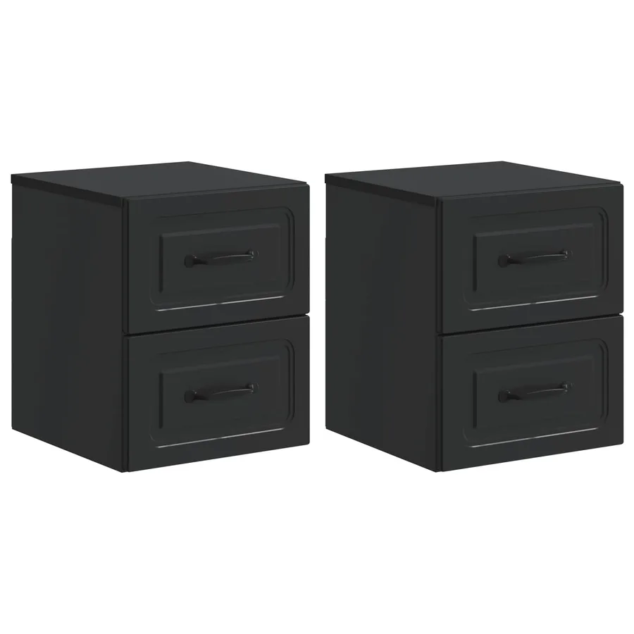 Cabinet de chevet mural 2 pcs Noir 34,5 x 33 x 40 cm - 2