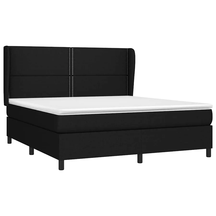 Sommier à lattes de lit avec matelas Noir 180x200 cm Tissu - 3