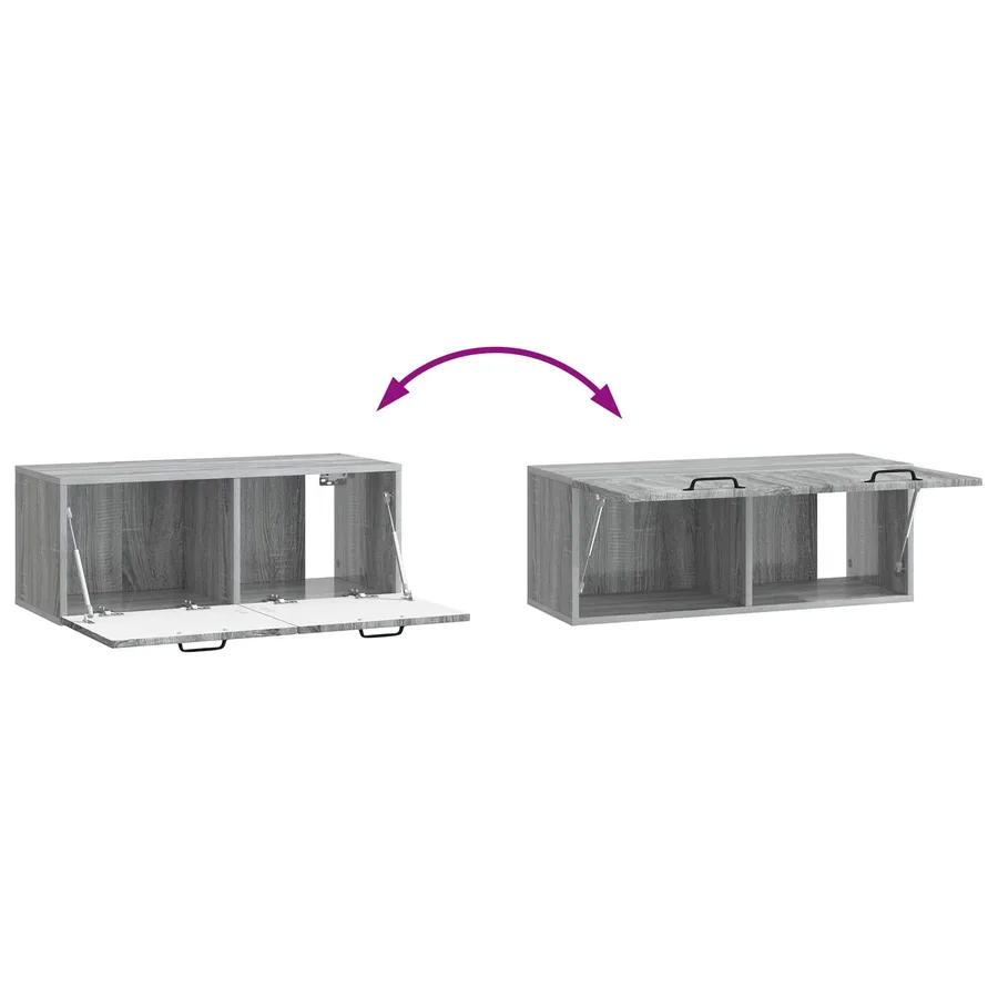 Meuble TV mural Sonoma gris 78,5 x 31 x 30 cm Bois d'ingénierie - 10