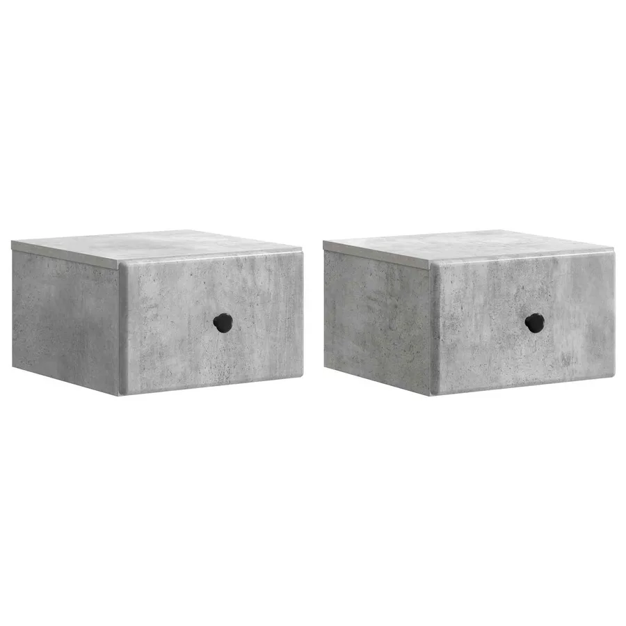 Cabinet de chevet mural 2 pcs Gris béton 34,5 x 33 x 20 cm - 2