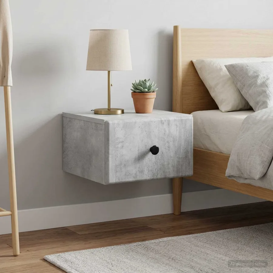 Cabinet de chevet mural 2 pcs Gris béton 34,5 x 33 x 20 cm - 4