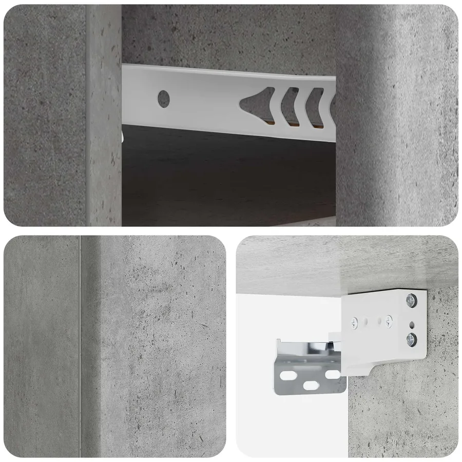 Cabinet de chevet mural 2 pcs Gris béton 34,5 x 33 x 20 cm - 8
