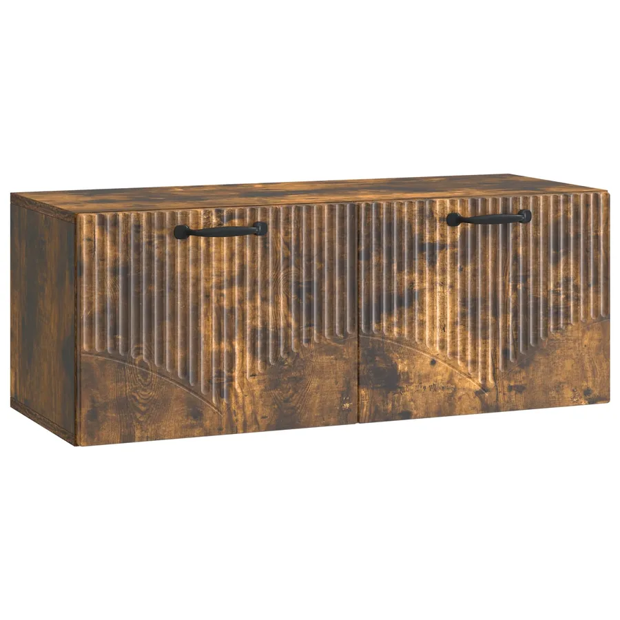 Meuble TV mural Chêne fumé 78,5 x 31 x 30 cm Bois d'ingénierie - 2