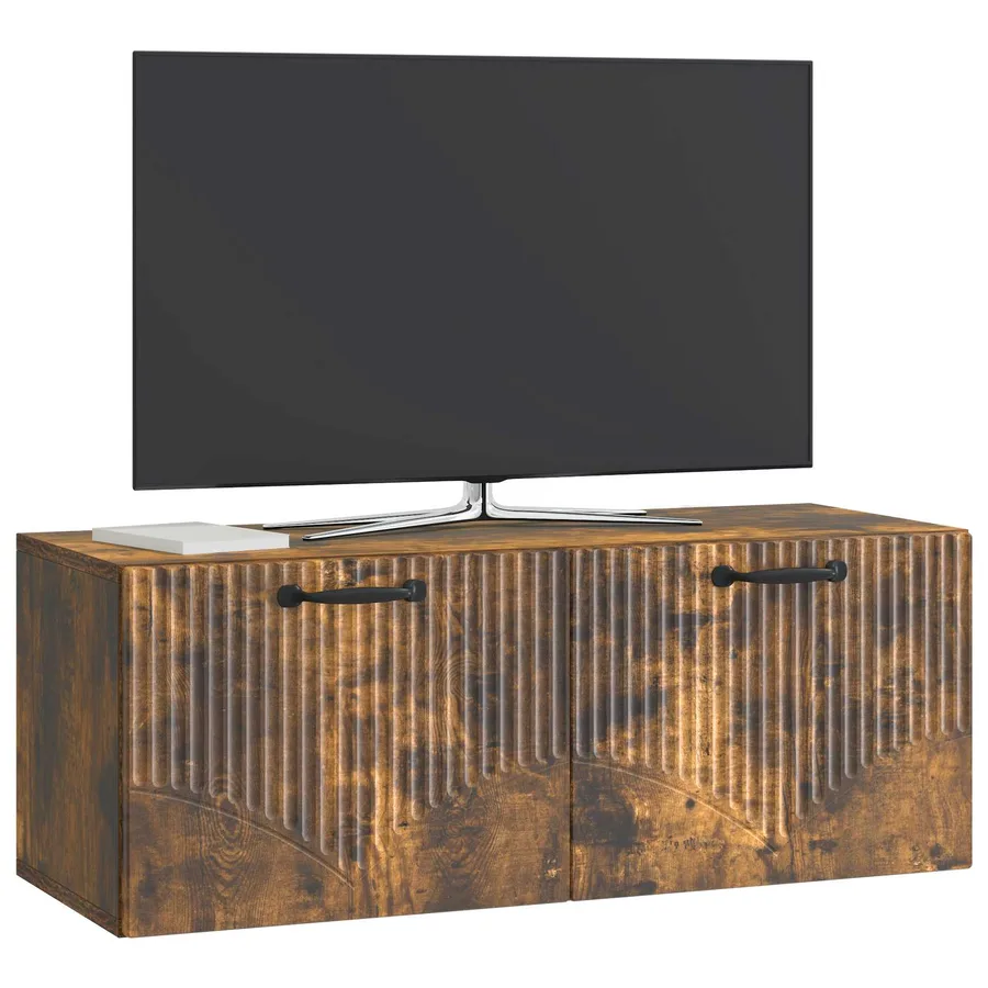 Meuble TV mural Chêne fumé 78,5 x 31 x 30 cm Bois d'ingénierie - 3