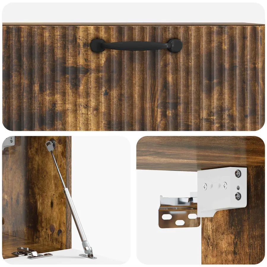 Meuble TV mural Chêne fumé 78,5 x 31 x 30 cm Bois d'ingénierie - 9
