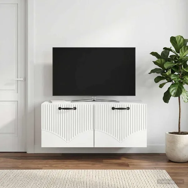 Meuble TV mural Blanc 78,5 x 31 x 30 cm Bois d'ingénierie