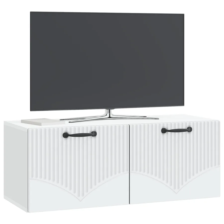 Meuble TV mural Blanc 78,5 x 31 x 30 cm Bois d'ingénierie - 3