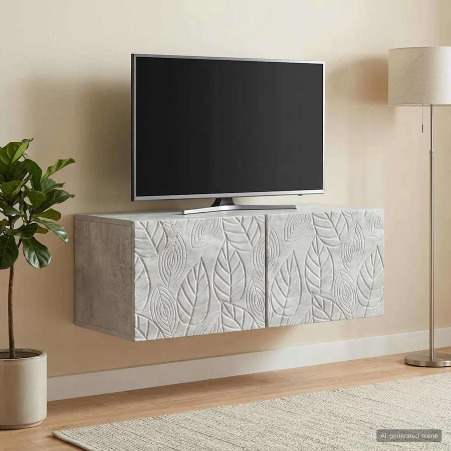 Meuble TV mural 78,5 x 41 x 30 cm Gris béton Bois d'ingénierie - 3