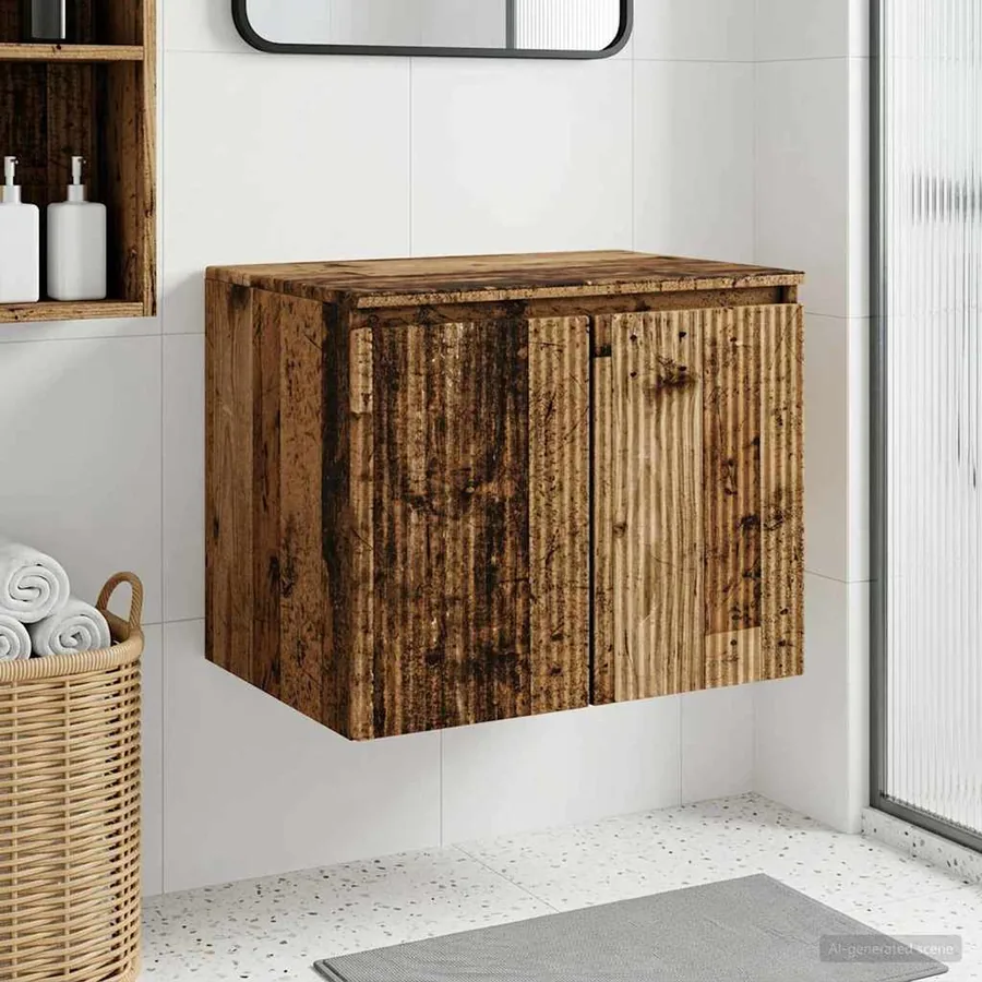 Cabinet de Salle de Bain Mural Bois ancien 62,5 x 44,5 x 50 cm
