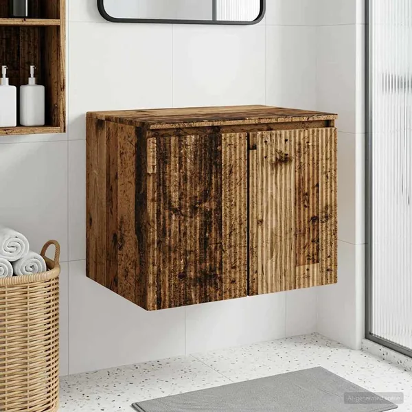 Cabinet de Salle de Bain Mural Bois ancien 62,5 x 44,5 x 50 cm