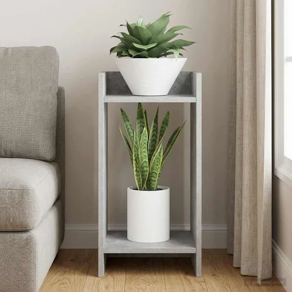 Support de Plante Gris Béton 30 x 30 x 60 cm Bois d’ingénierie