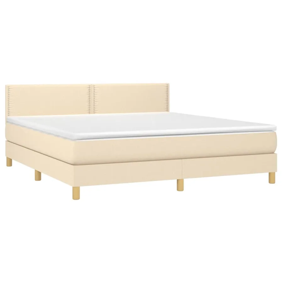 Sommier à lattes de lit avec matelas Crème 180x200 cm Tissu - 3