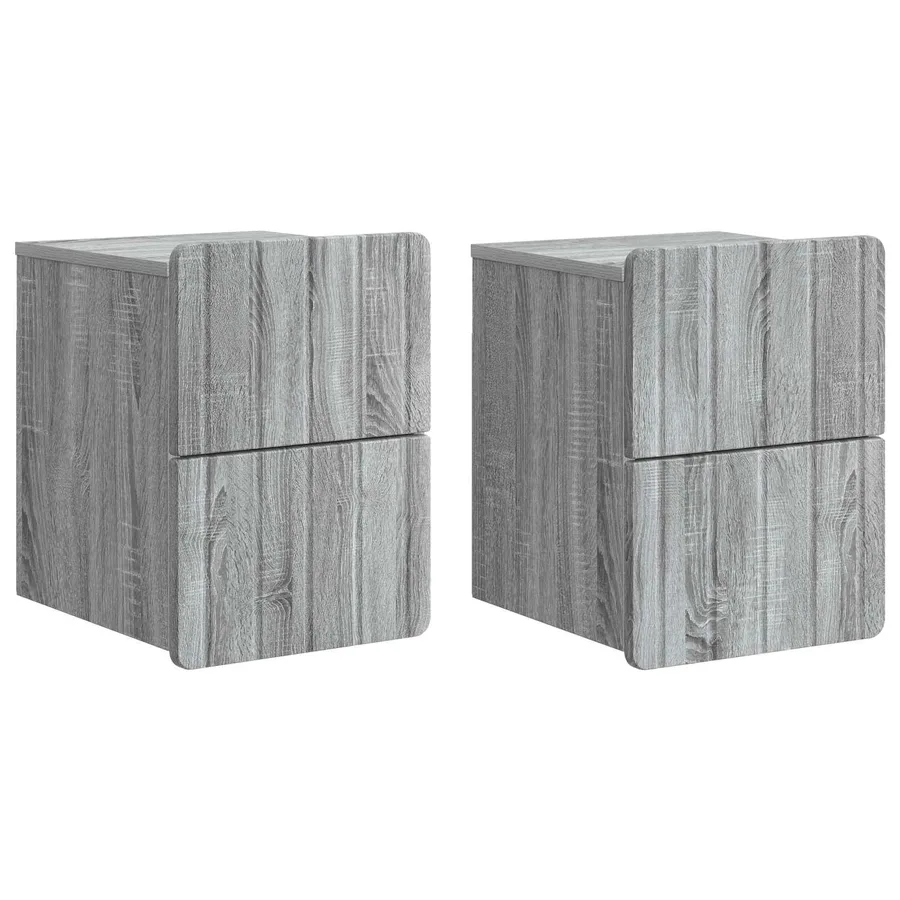 Cabinet de chevet mural 2 pcs Sonoma gris 33 x 34,5 x 43 cm - 2