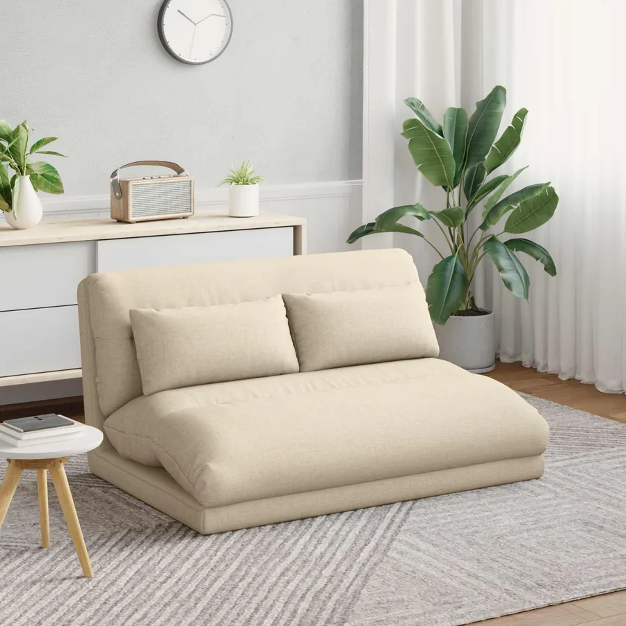Fauteuil de sol ajustable Crème Tissu