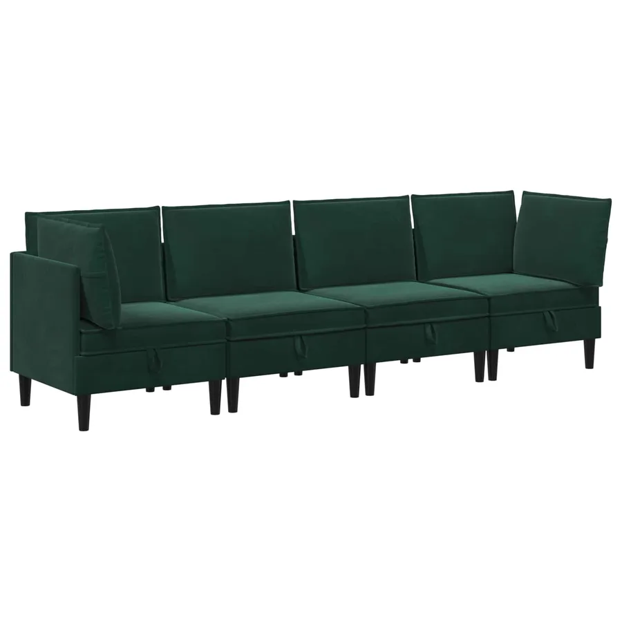 Ensemble de meubles pour le salon 4 pcs Vert foncé Velours - 2