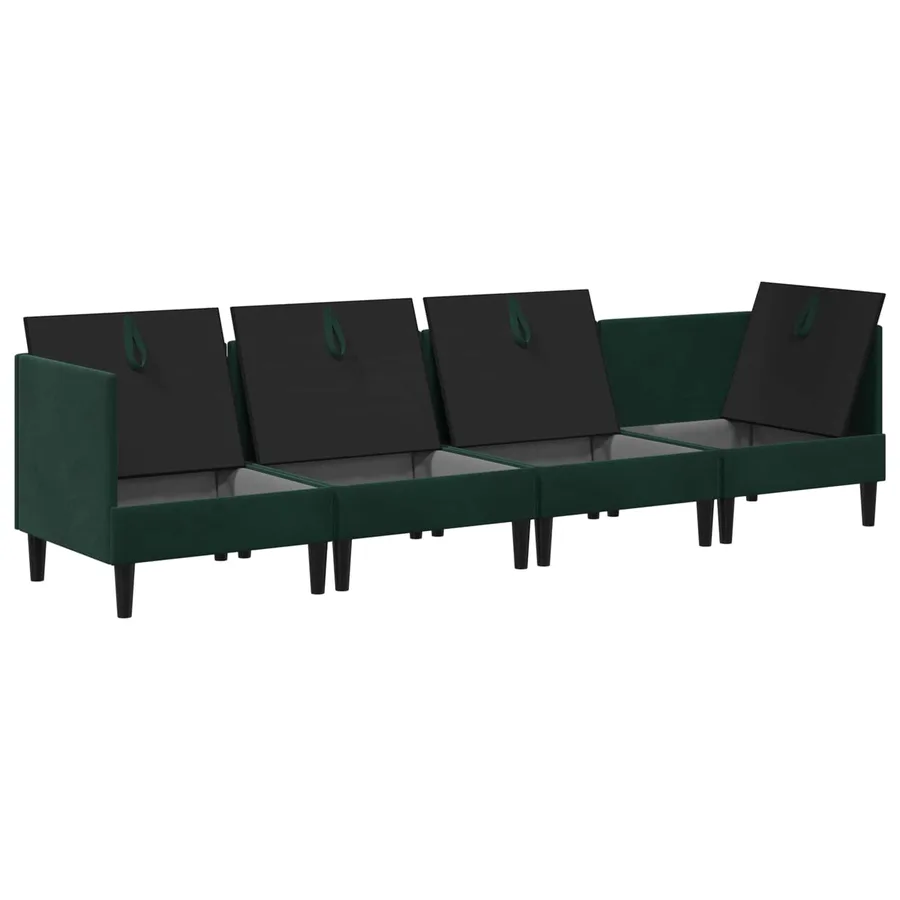 Ensemble de meubles pour le salon 4 pcs Vert foncé Velours - 4