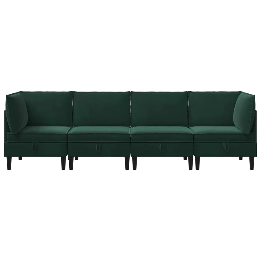 Ensemble de meubles pour le salon 4 pcs Vert foncé Velours - 7