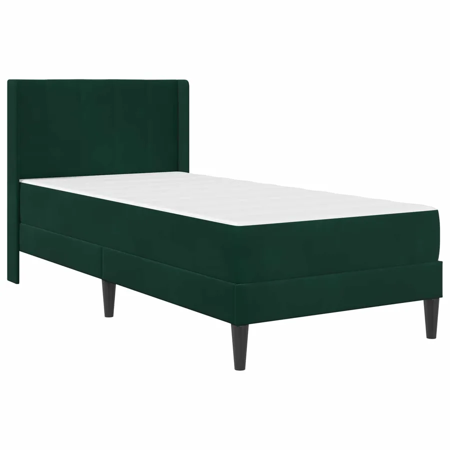 Cadre de lit avec matelas Vert foncé 90 x 200 cm Velours - 3