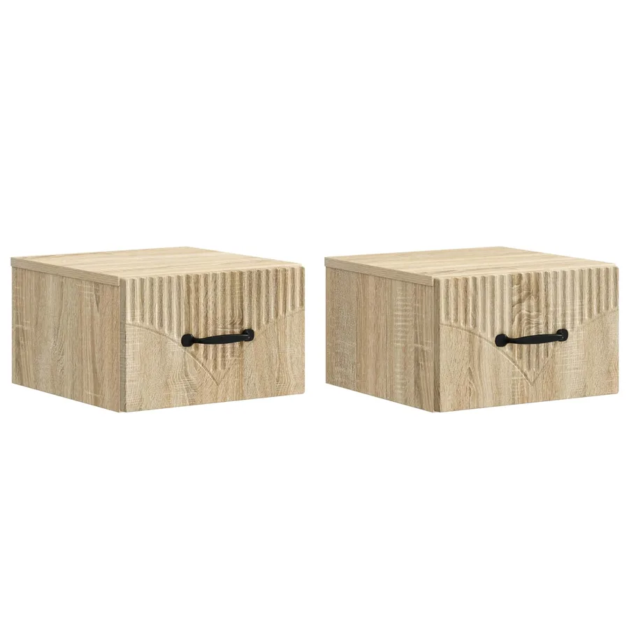 Cabinet de chevet mural 2 pcs Chêne Sonoma 34,5 x 33 x 20 cm - 2
