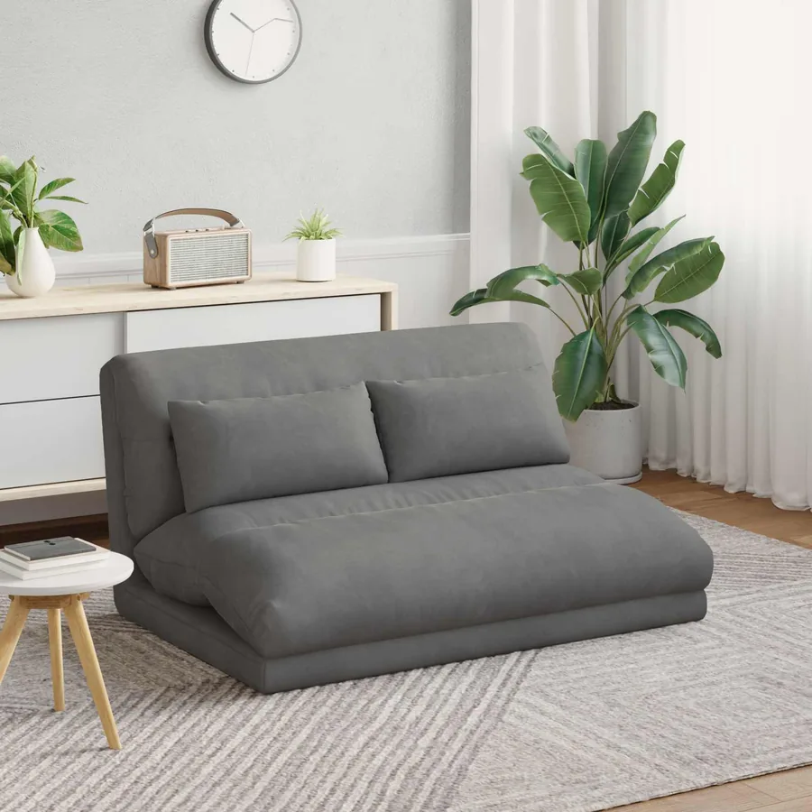 Fauteuil de sol ajustable Gris foncé Velours