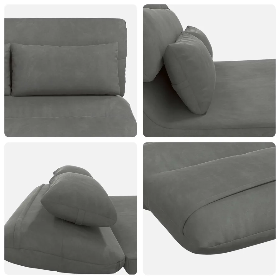 Fauteuil de sol ajustable Gris foncé Velours - 7