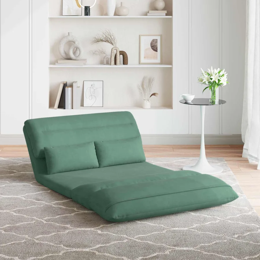 Fauteuil de sol ajustable Vert Mer Velours - 3