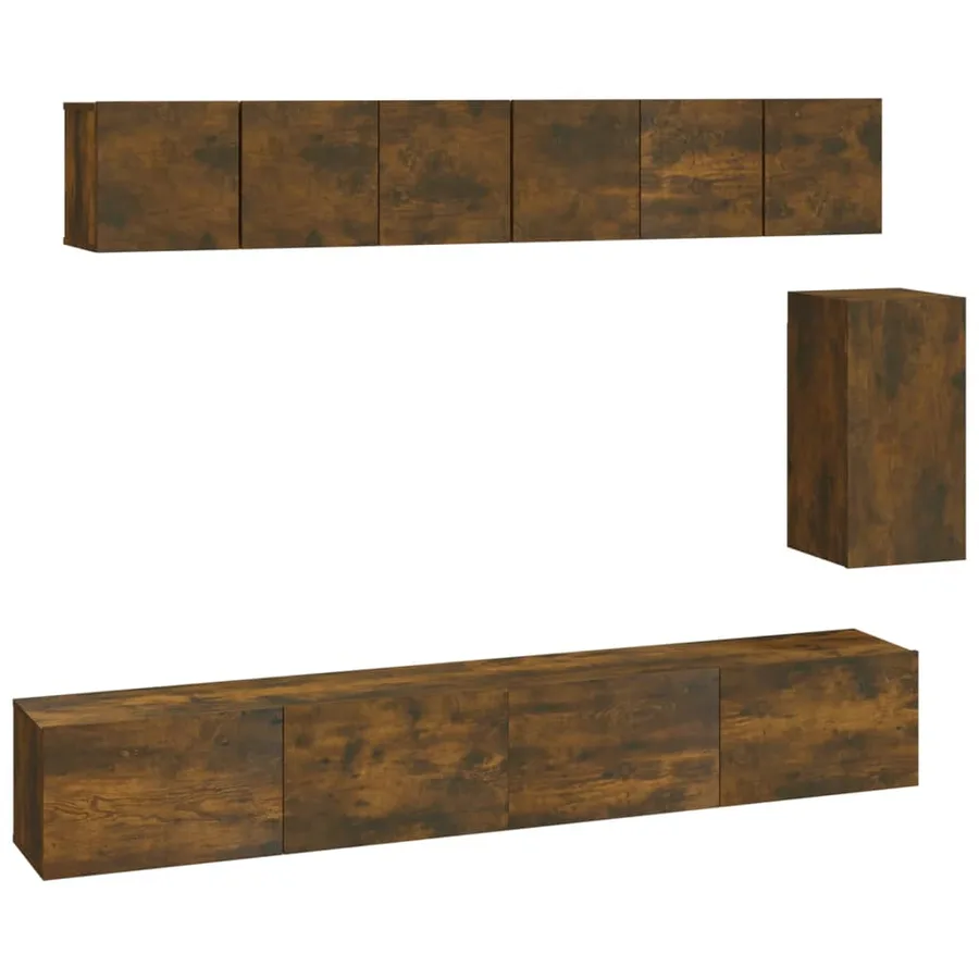 Ensemble de meubles TV 6 pcs Chêne fumé Bois d'ingénierie - 2