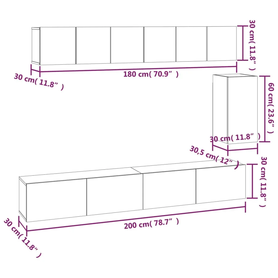Ensemble de meubles TV 6 pcs Chêne fumé Bois d'ingénierie - 8