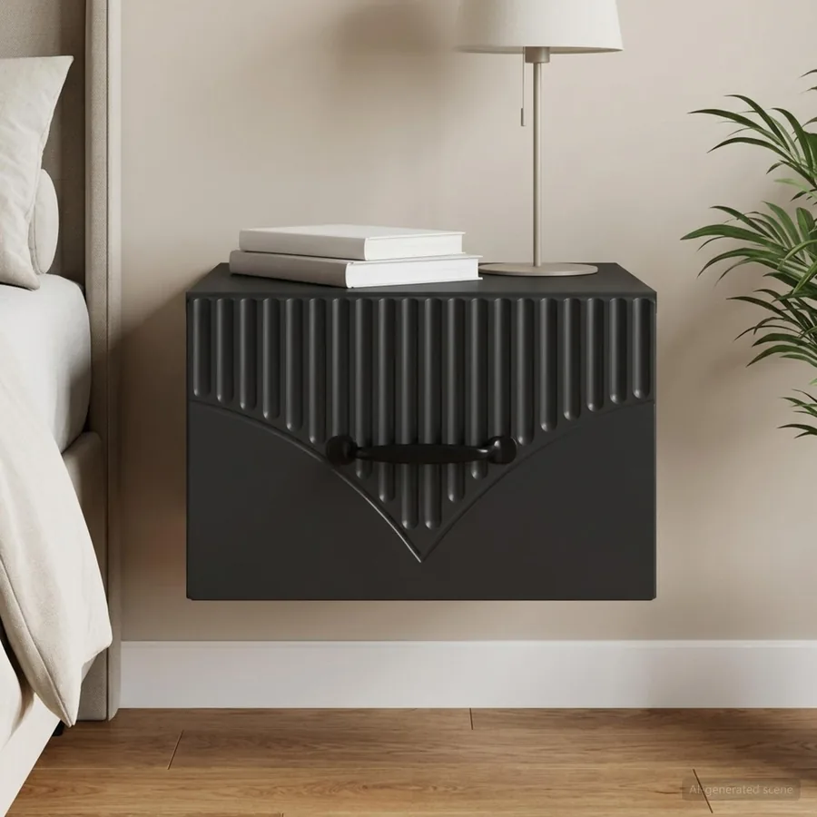 Cabinet de chevet mural avec tiroir Noir 34,5 x 33 x 20 cm