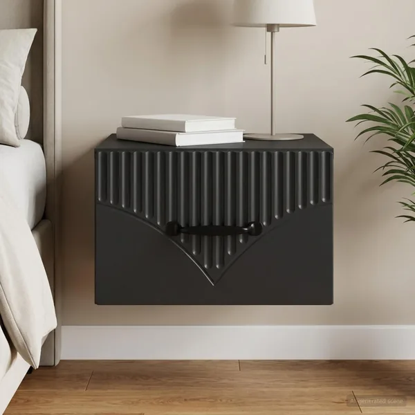 Cabinet de chevet mural avec tiroir Noir 34,5 x 33 x 20 cm