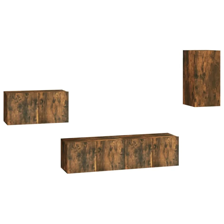 Ensemble de meubles TV 4 pcs Chêne fumé Bois d'ingénierie - 2