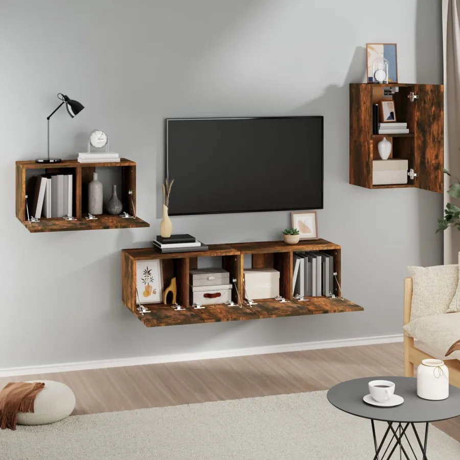 Ensemble de meubles TV 4 pcs Chêne fumé Bois d'ingénierie - 3