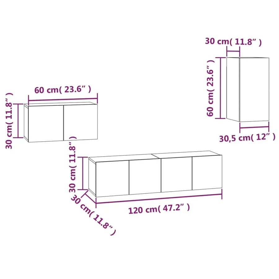Ensemble de meubles TV 4 pcs Chêne fumé Bois d'ingénierie - 6